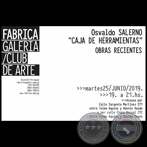 CAJA DE HERRAMIENTAS - Obras recientes de Osvaldo Salerno - Martes, 25 de Junio de 2019